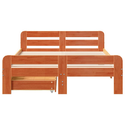 vidaXL Bed frame without Mattress Wax Brown 135x190 cm Double Solid Wood Pine