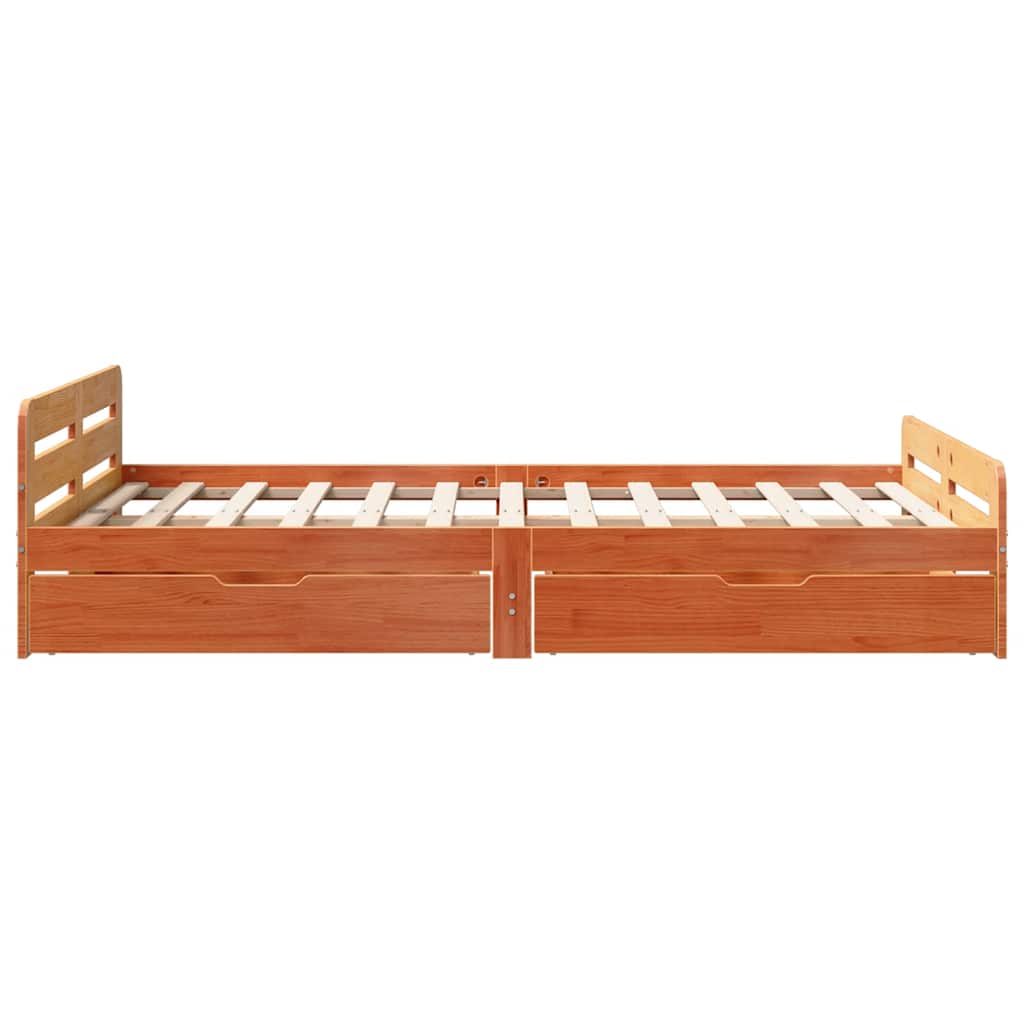 vidaXL Bed frame without Mattress Wax Brown 135x190 cm Double Solid Wood Pine