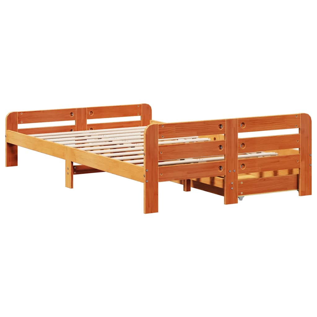 vidaXL Bed frame without Mattress Wax Brown 135x190 cm Double Solid Wood Pine