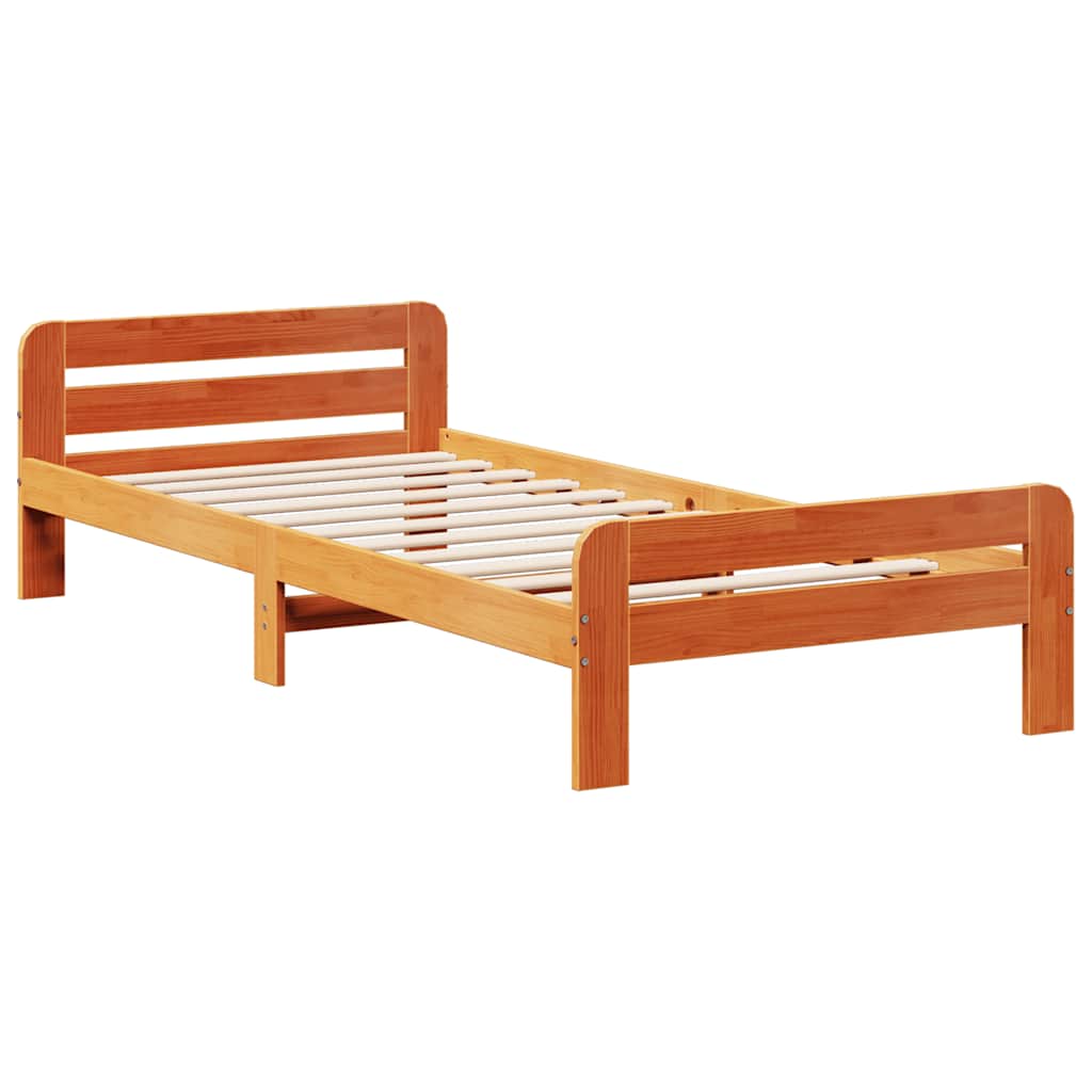 vidaXL Bed frame without Mattress Wax Brown 75x190 cm Small Single Solid Wood Pine
