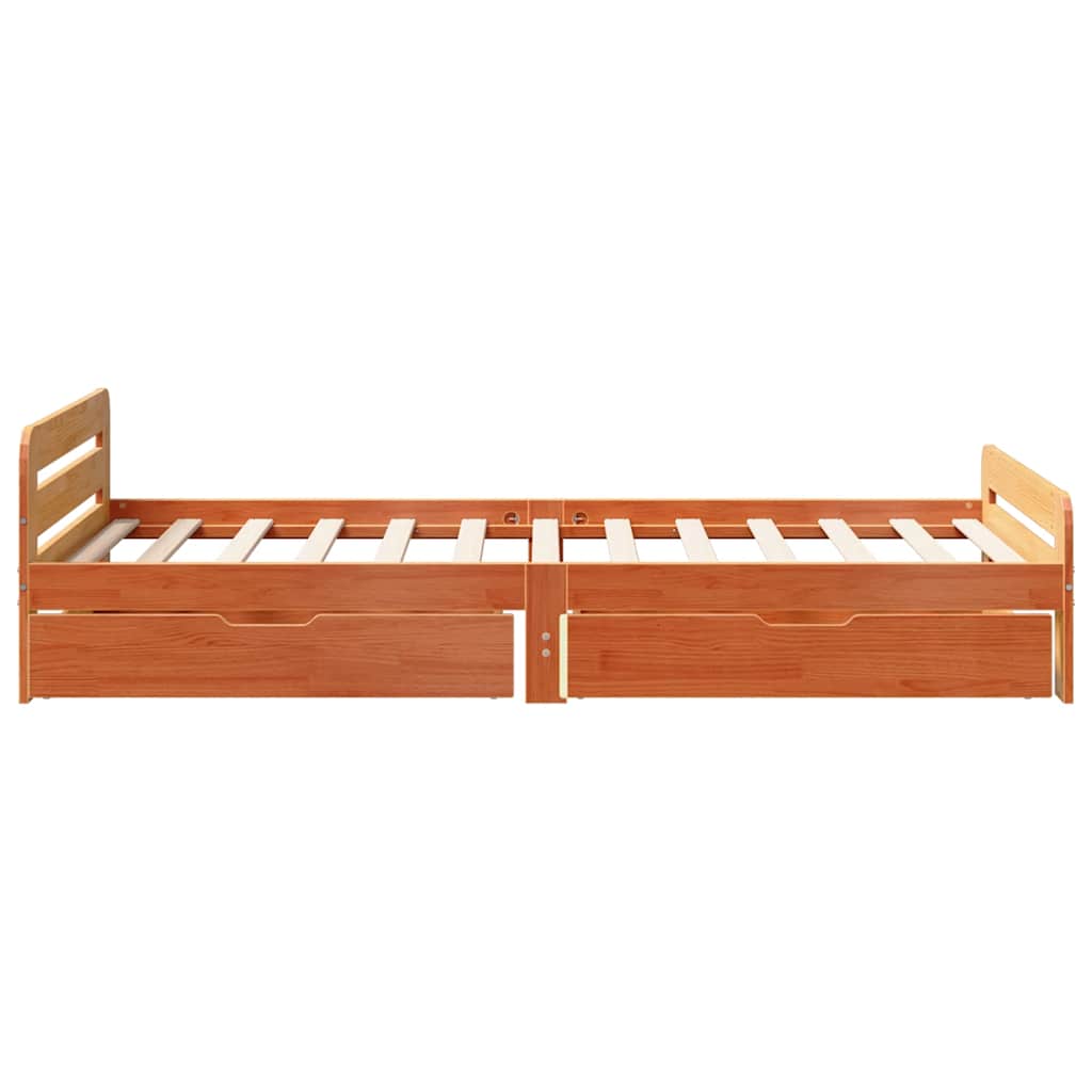 vidaXL Bed frame without Mattress Wax Brown 75x190 cm Small Single Solid Wood Pine