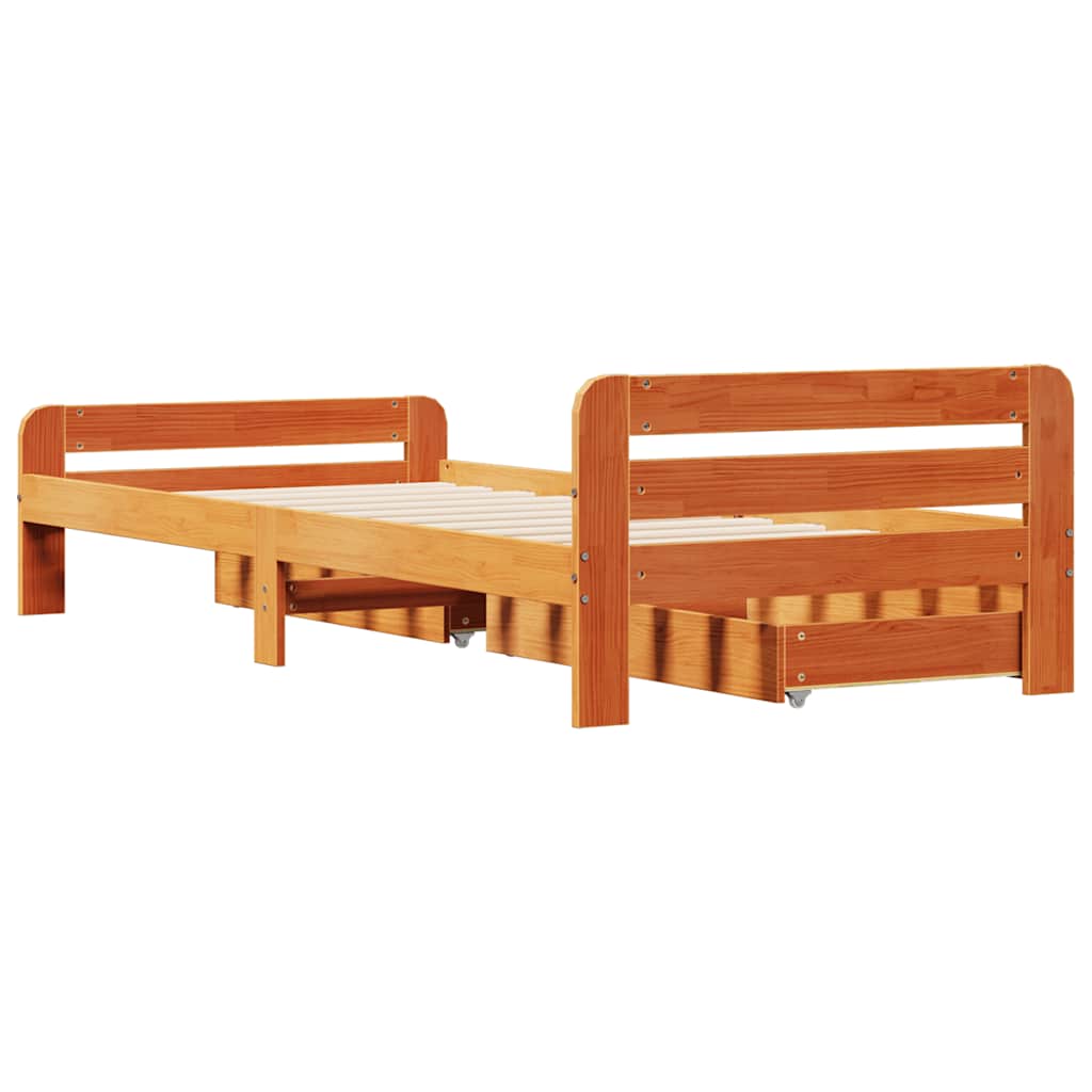 vidaXL Bed frame without Mattress Wax Brown 75x190 cm Small Single Solid Wood Pine