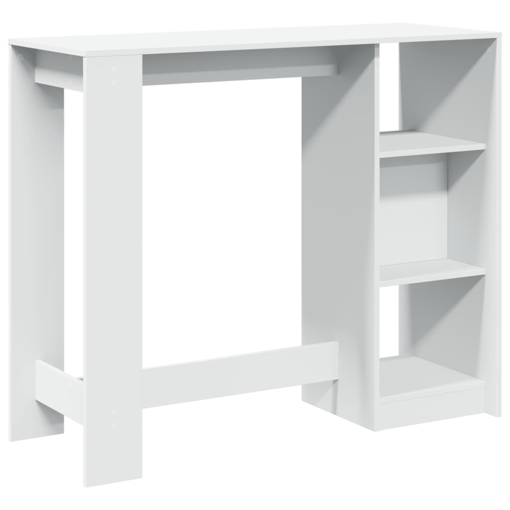 vidaXL Bar Table with Shelf White 124x46x103.5 cm Engineered Wood