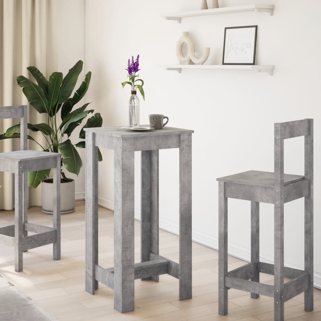 vidaXL Bar Table Concrete Grey 51x50x103.5 cm Engineered Wood
