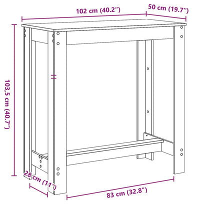 vidaXL Bar Table White 102x50x103,5 cm Engineered Wood