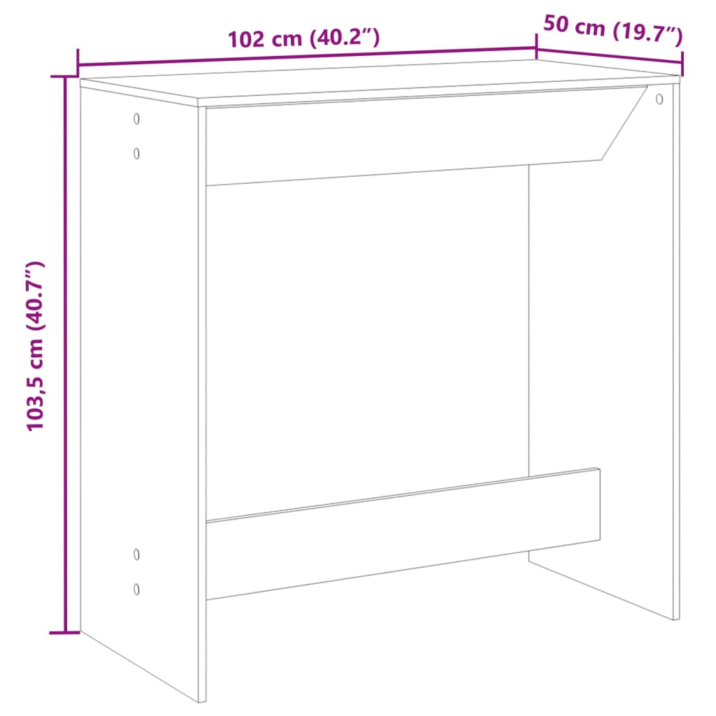 vidaXL Bar Table Sonoma Oak 102x50x103,5 cm Engineered Wood