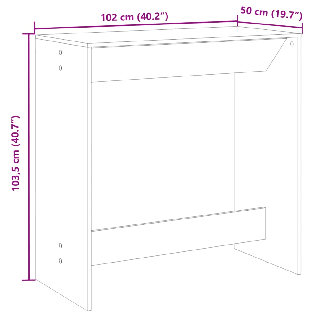 vidaXL Bar Table Concrete Grey 102x50x103,5 cm Engineered Wood