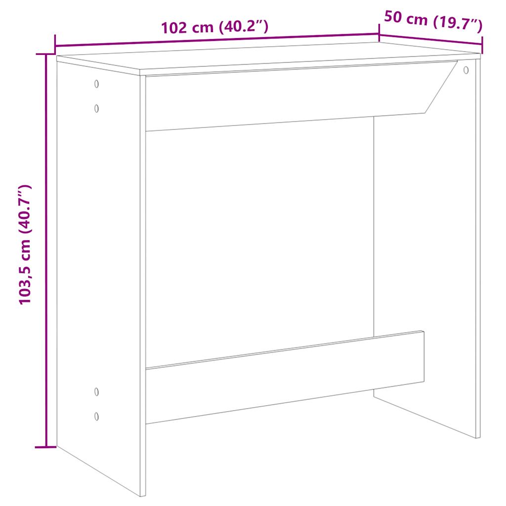 vidaXL Bar Table Smoked Oak 102x50x103,5 cm Engineered Wood