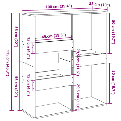 vidaXL Book Cabinet/Room Divider Black 100x33x115 cm