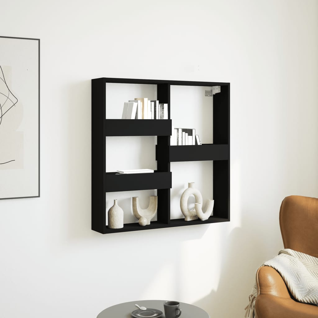 vidaXL Wall Cabinet Black 80x15x80 cm Engineered Wood