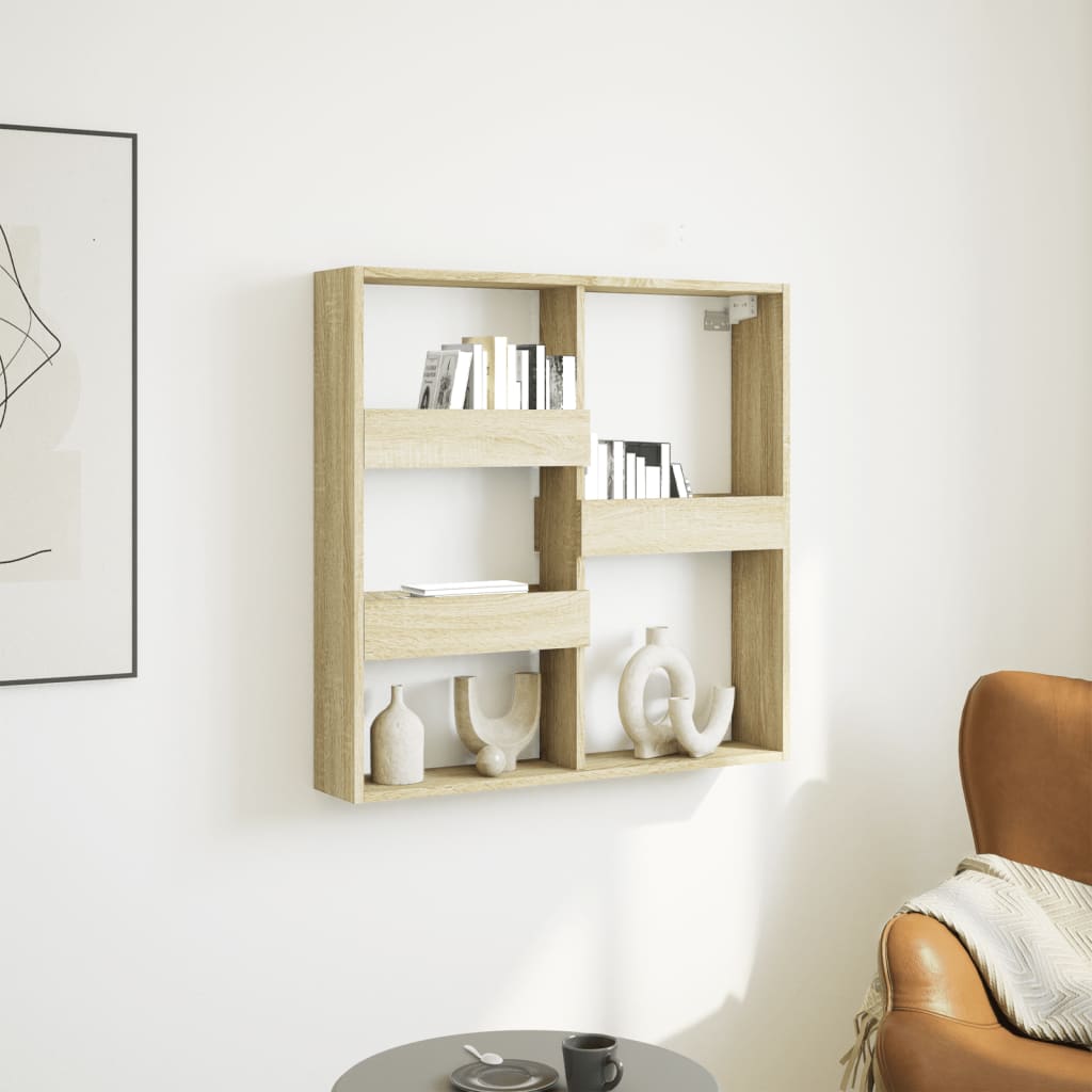 vidaXL Wall Cabinet Sonoma Oak 80x15x80 cm Engineered Wood