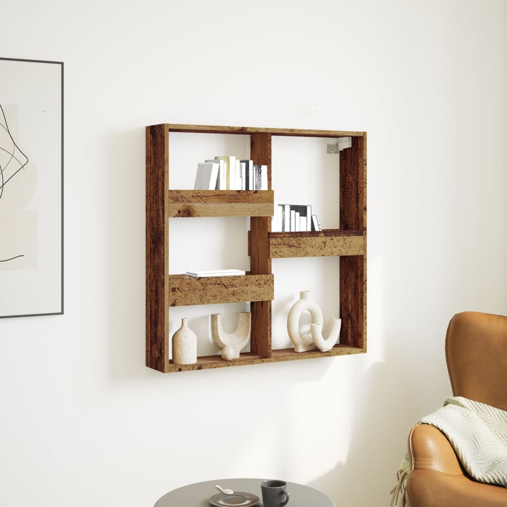 vidaXL Wall Cabinet Old Wood 80x15x80 cm Engineered Wood