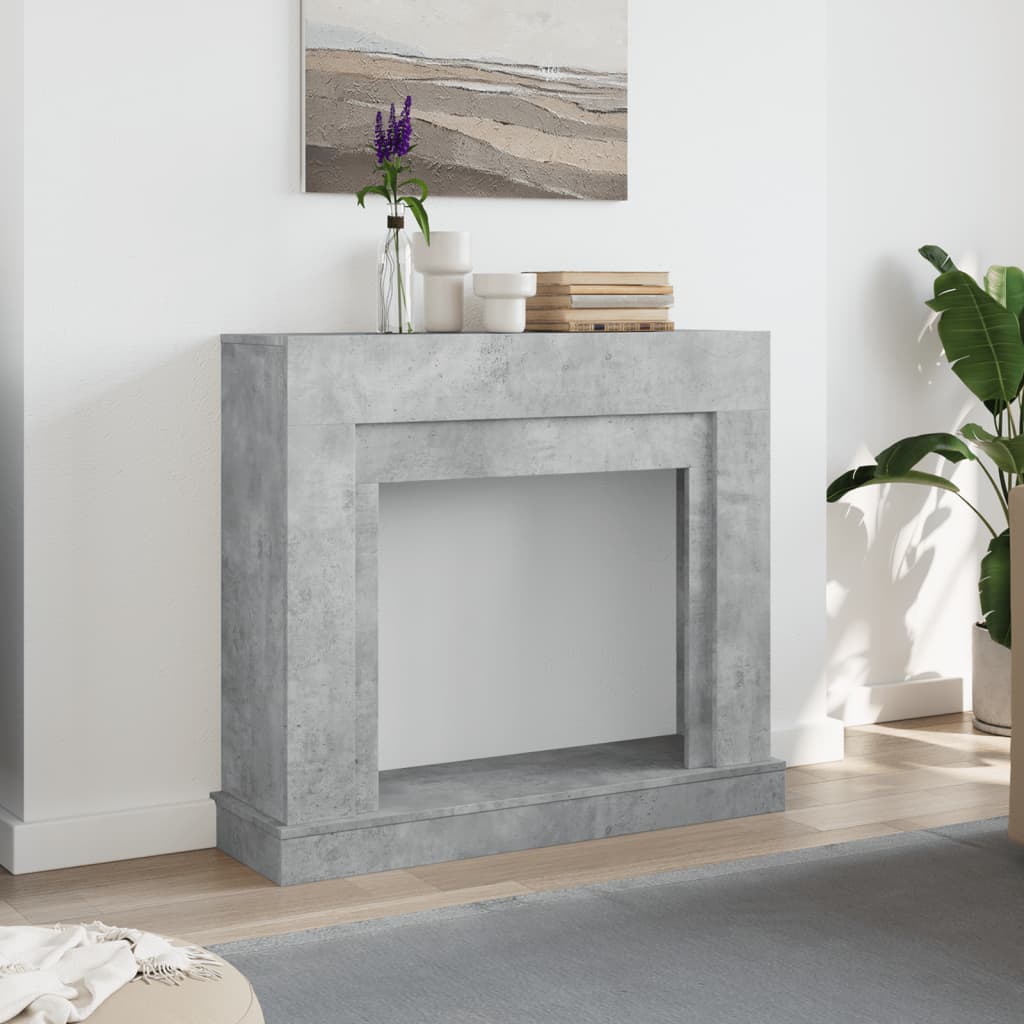 vidaXL Fireplace Surround Concrete Grey 100x30x87,5 cm Engineered Wood