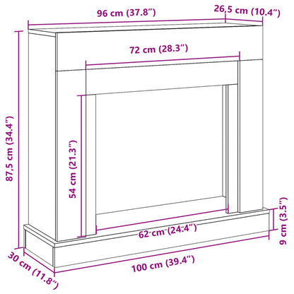 vidaXL Fireplace Surround Artisan Oak 100x30x87.5 cm Engineered Wood