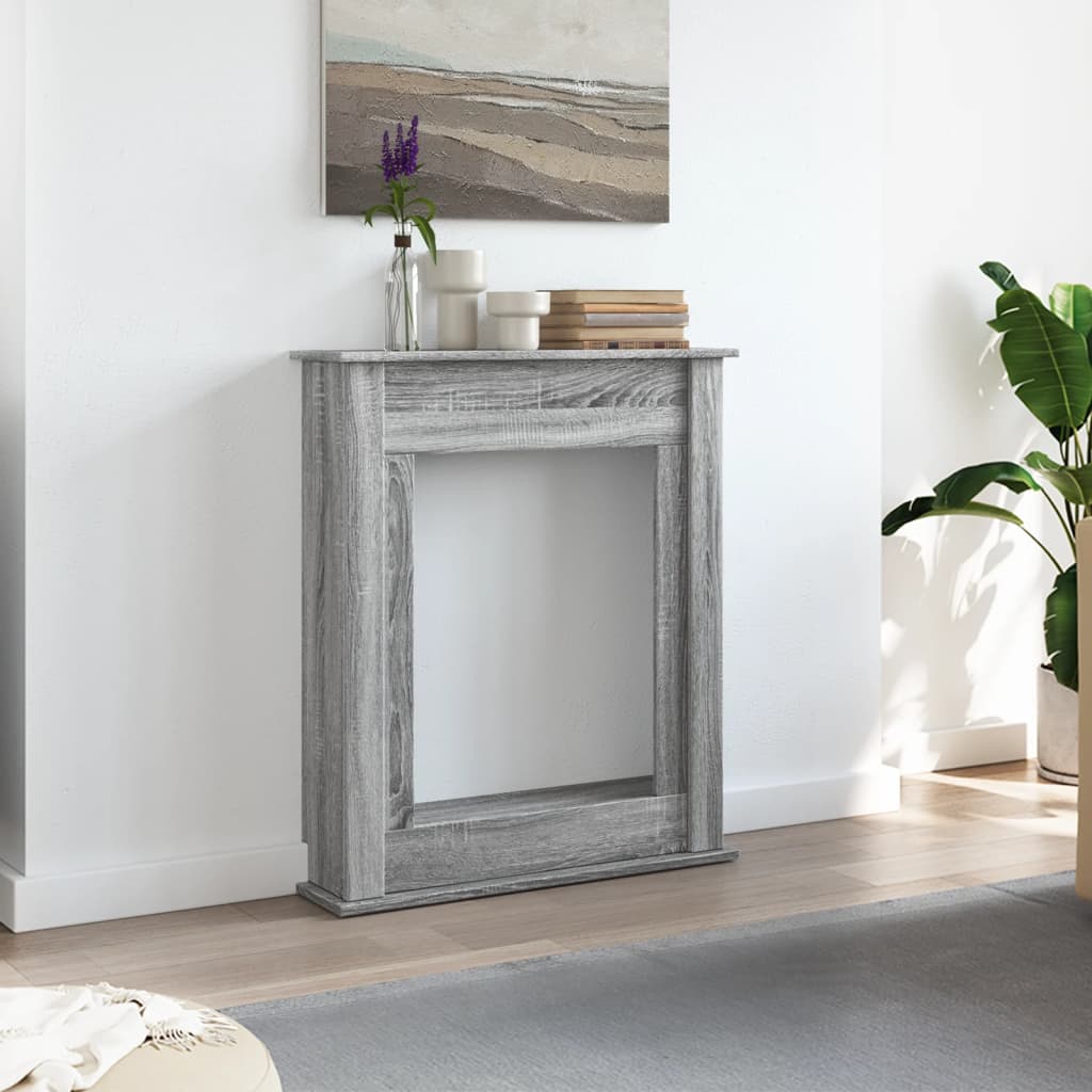 vidaXL Fireplace Surround Grey Sonoma 75x20x87,5 cm Engineered Wood