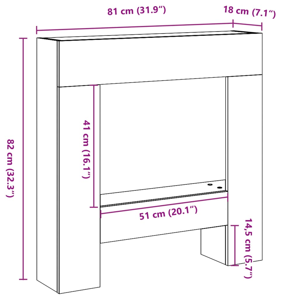 vidaXL Fireplace Surround Sonoma Oak 81x18x82 cm Engineered Wood
