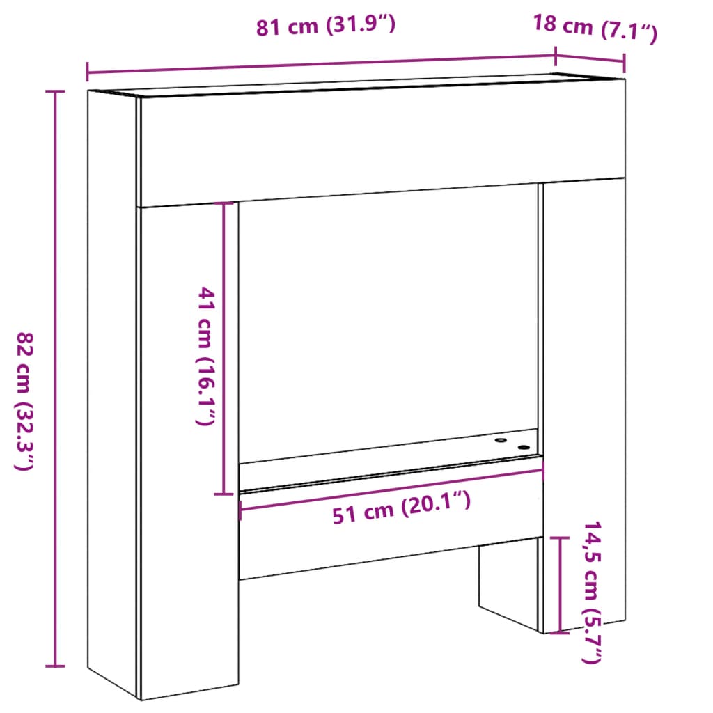 vidaXL Fireplace Surround Concrete Grey 81x18x82 cm Engineered Wood