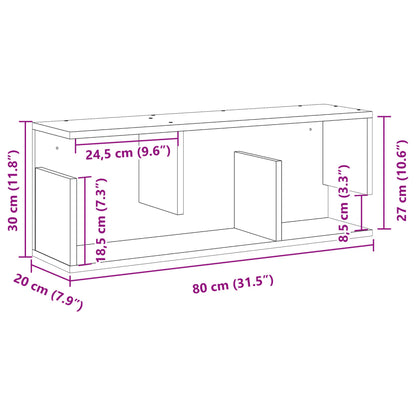 vidaXL Wall Cabinet 80x20x30 cm Black Engineered Wood