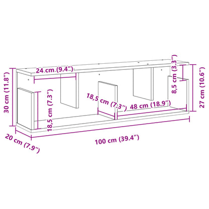 vidaXL Wall Cabinet 100x20x30 cm Black Engineered Wood