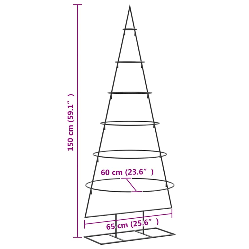 vidaXL Metal Christmas Tree | Black | Powder-coated steel | 150 cm tall