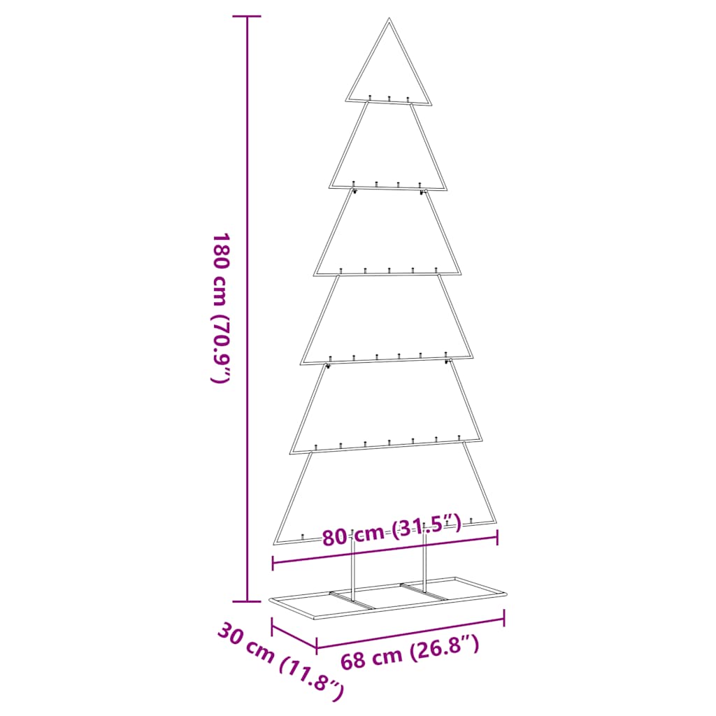 vidaXL Metal Christmas Tree for Decoration Black 180 cm
