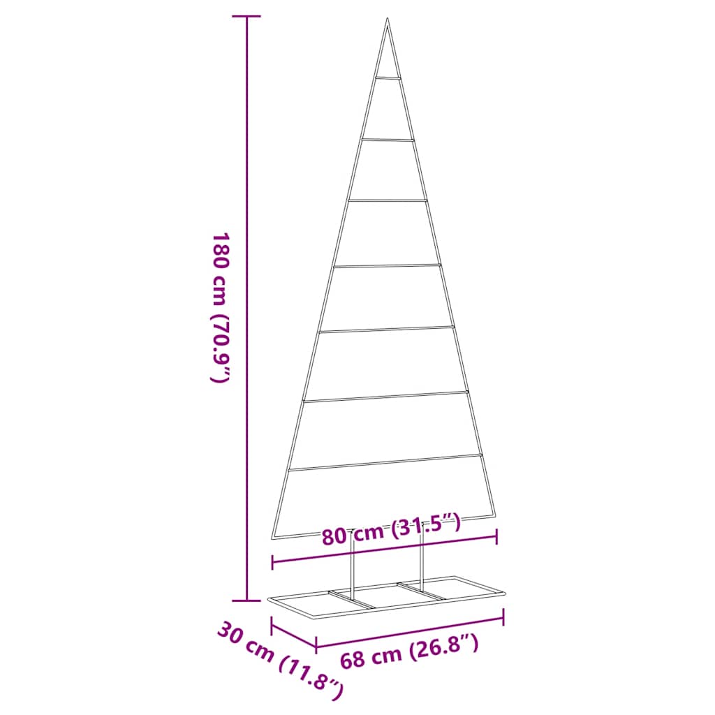vidaXL Metal Christmas Tree for Decoration Black 180 cm