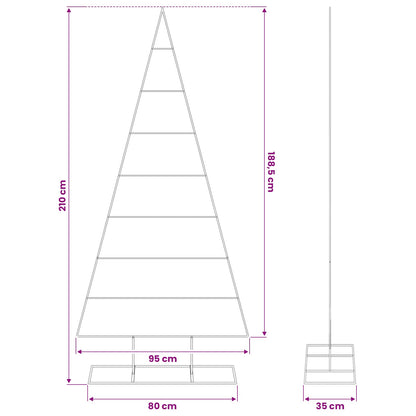 vidaXL Metal Christmas Tree for Decoration Black 210 cm