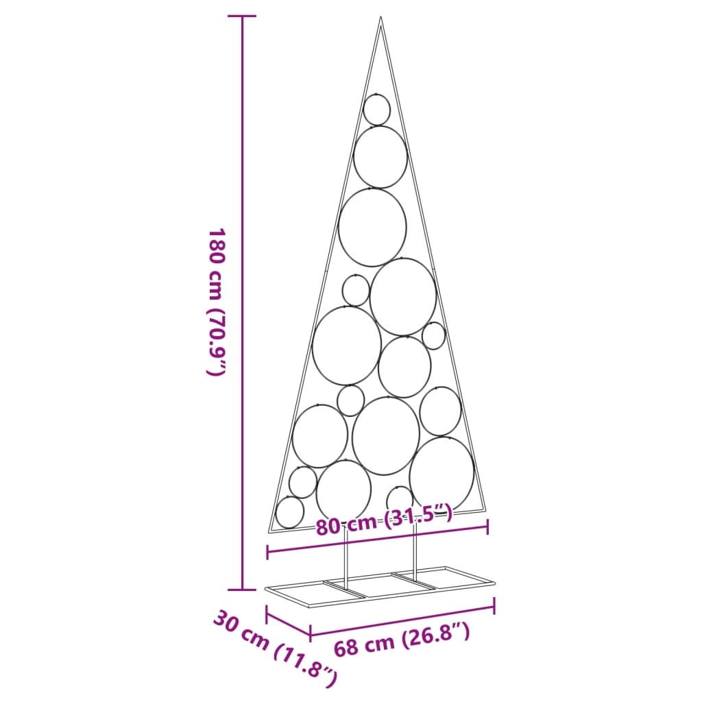 vidaXL Metal Christmas Tree for Decoration Black 180 cm