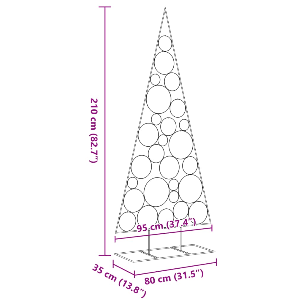 vidaXL Metal Christmas Tree for Decoration Black 210 cm