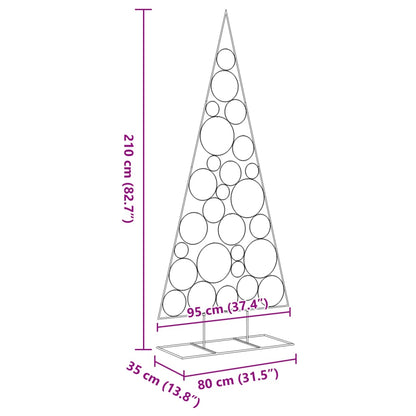 vidaXL Metal Christmas Tree for Decoration Black 210 cm