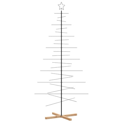 vidaXL Metal Christmas Tree with Wooden Base Black 210 cm