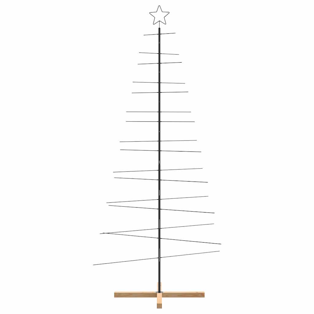 vidaXL Metal Christmas Tree with Wooden Base Black 210 cm