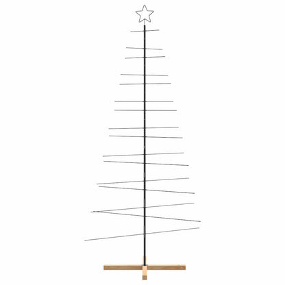 vidaXL Metal Christmas Tree with Wooden Base Black 210 cm