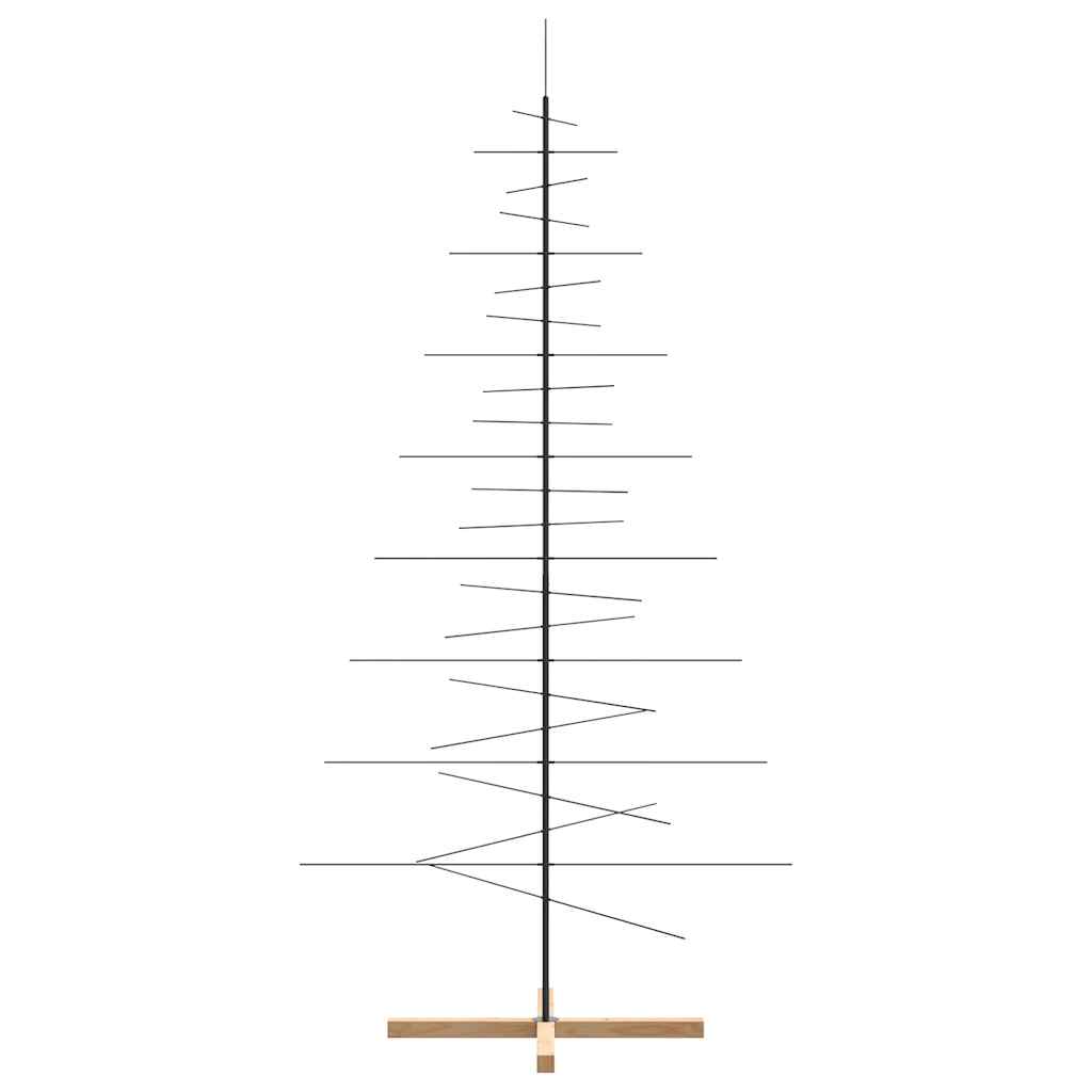 vidaXL Metal Christmas Tree with Wooden Base Black 210 cm