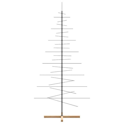 vidaXL Metal Christmas Tree with Wooden Base Black 210 cm