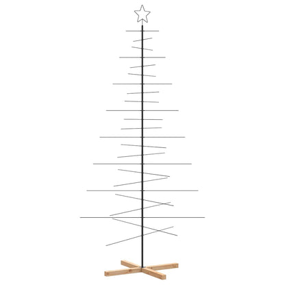 vidaXL Metal Christmas Tree with Wooden Base Black 210 cm