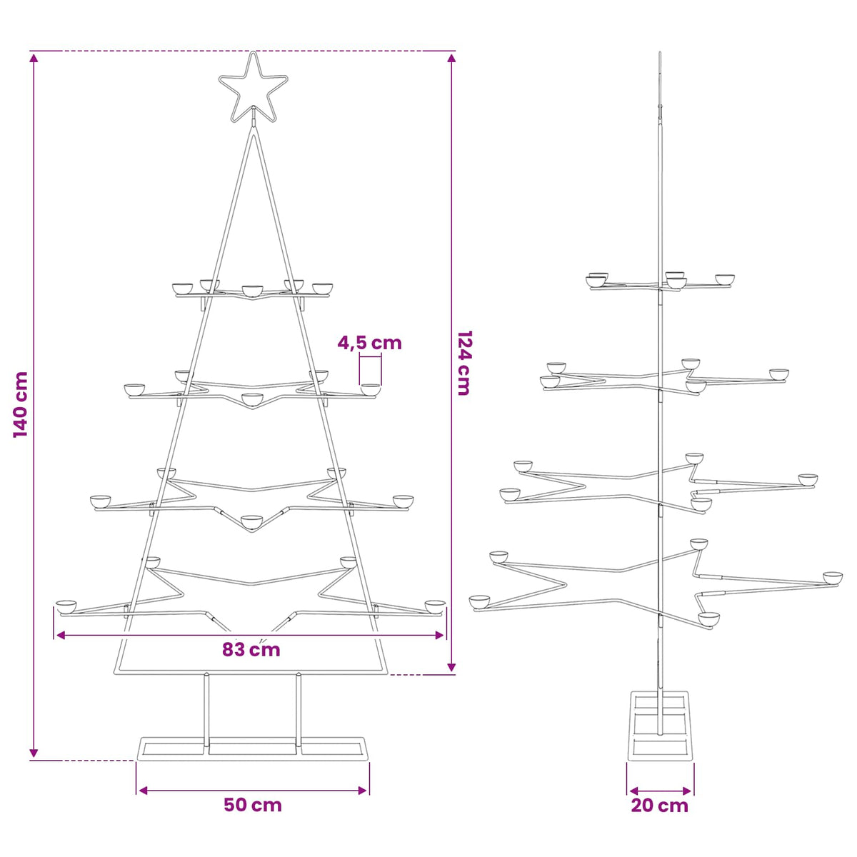 vidaXL Metal Christmas Tree for Decoration Black 140 cm