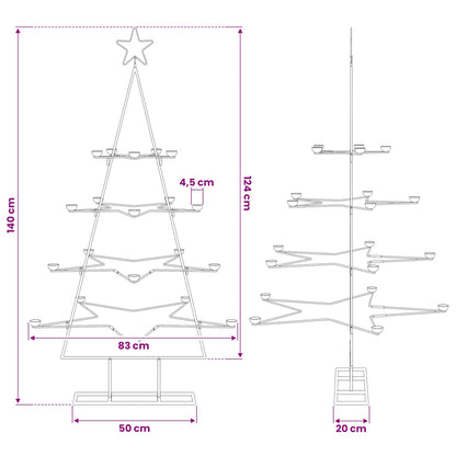 vidaXL Metal Christmas Tree for Decoration Black 140 cm