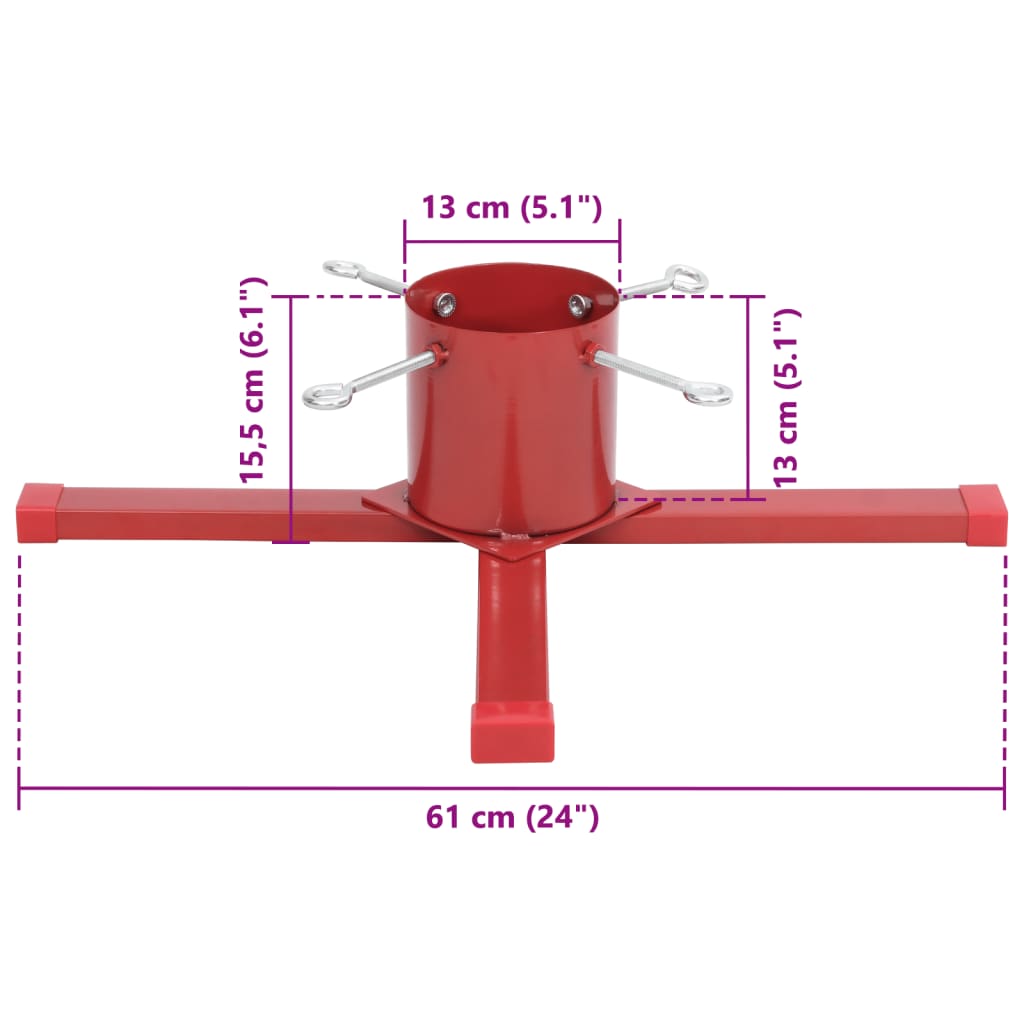 vidaXL Christmas Tree Stand Red 61x61x15.5 cm