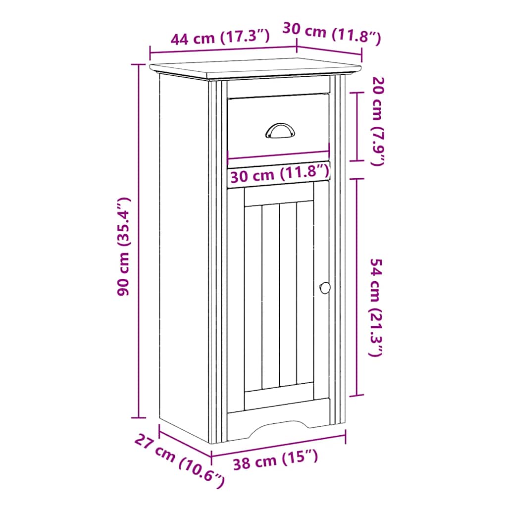 vidaXL Bathroom Cabinet BODO Grey 44x30x90 cm