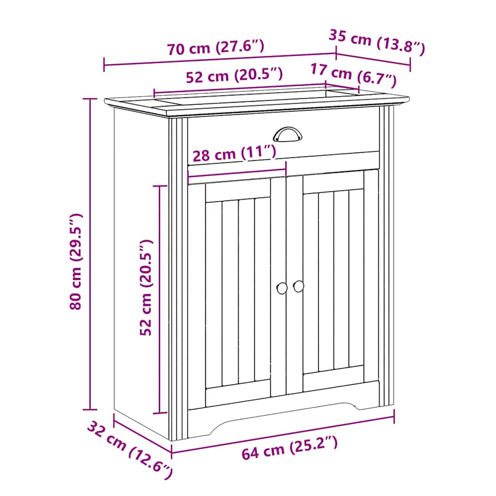 vidaXL Bathroom Sink Cabinet BODO White 70x35x80 cm