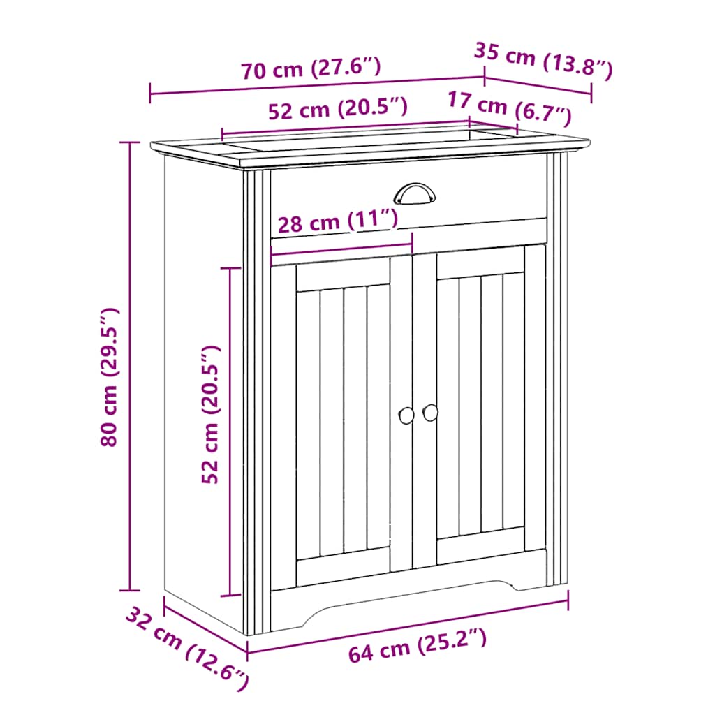 vidaXL Bathroom Sink Cabinet BODO White and Brown 70x35x80 cm