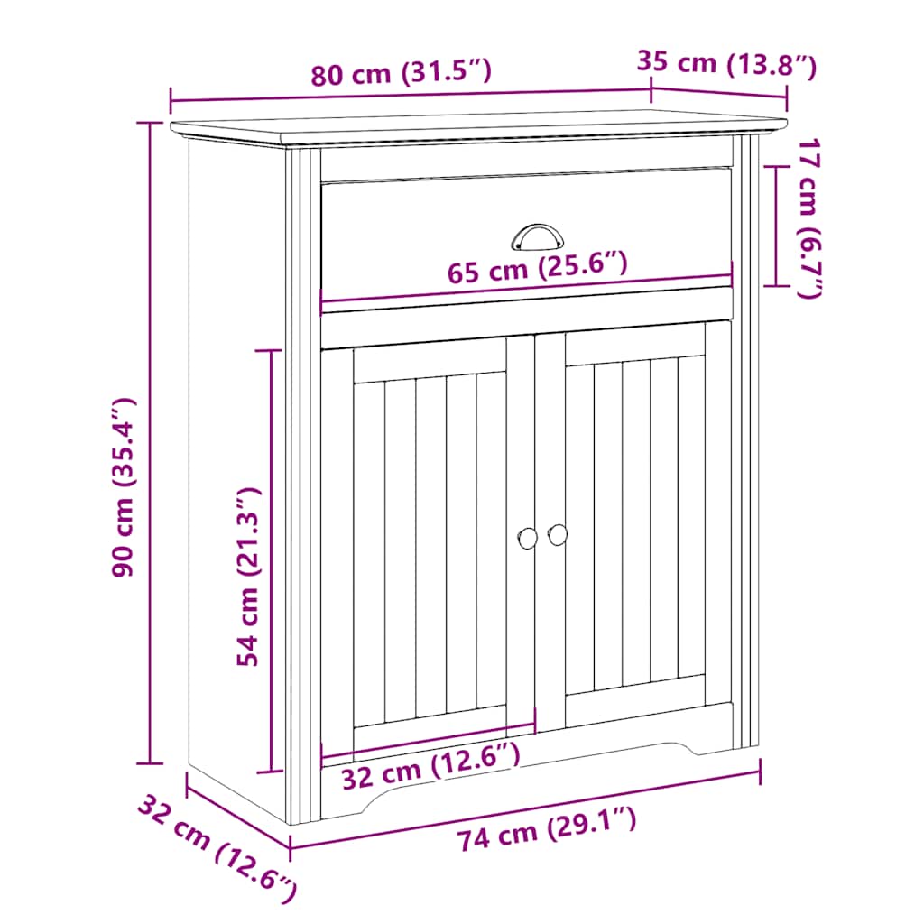 vidaXL Hallway Cabinet BODO White 80x35x90 cm