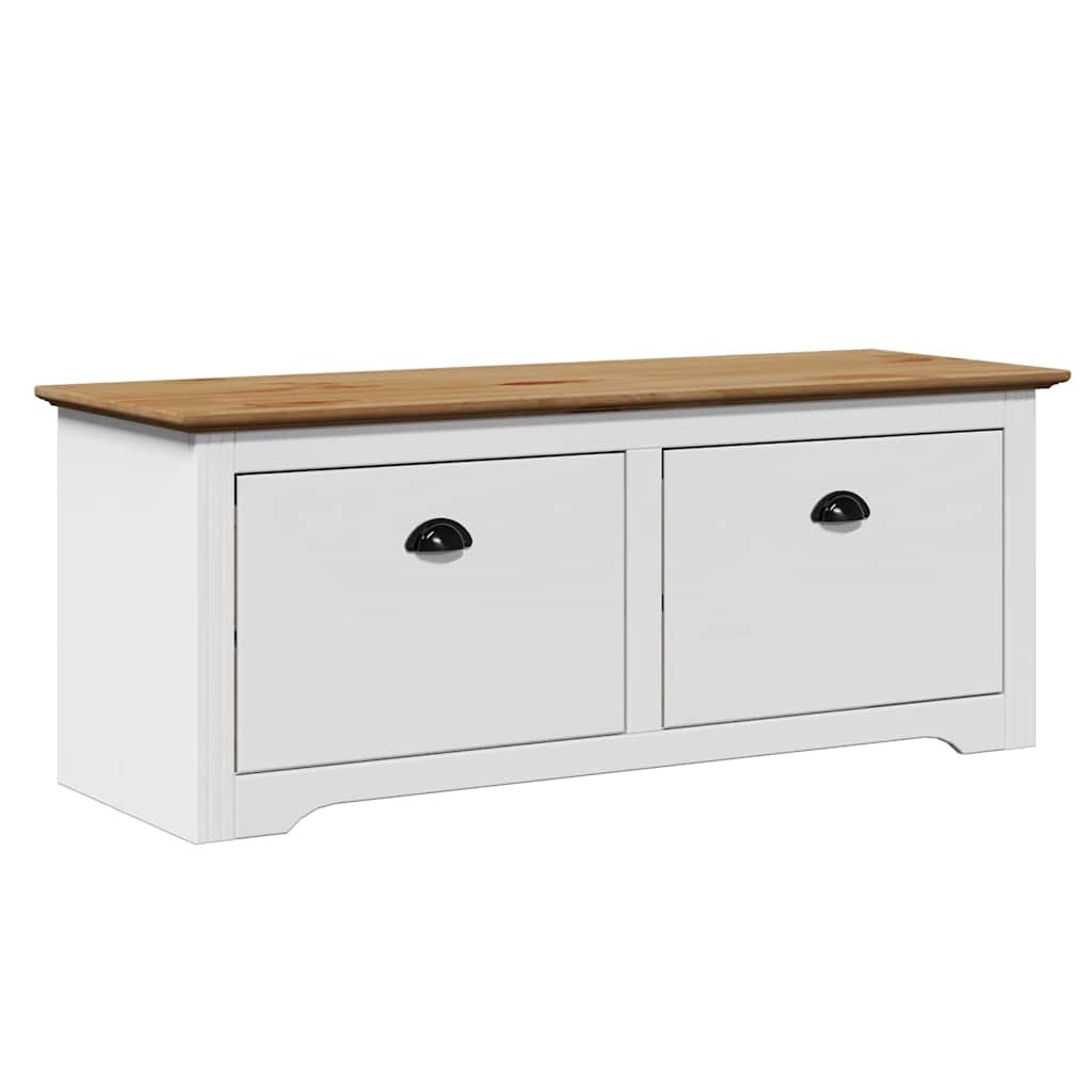 vidaXL Hallway Bench "BODO" White and Brown 114x40x45 cm