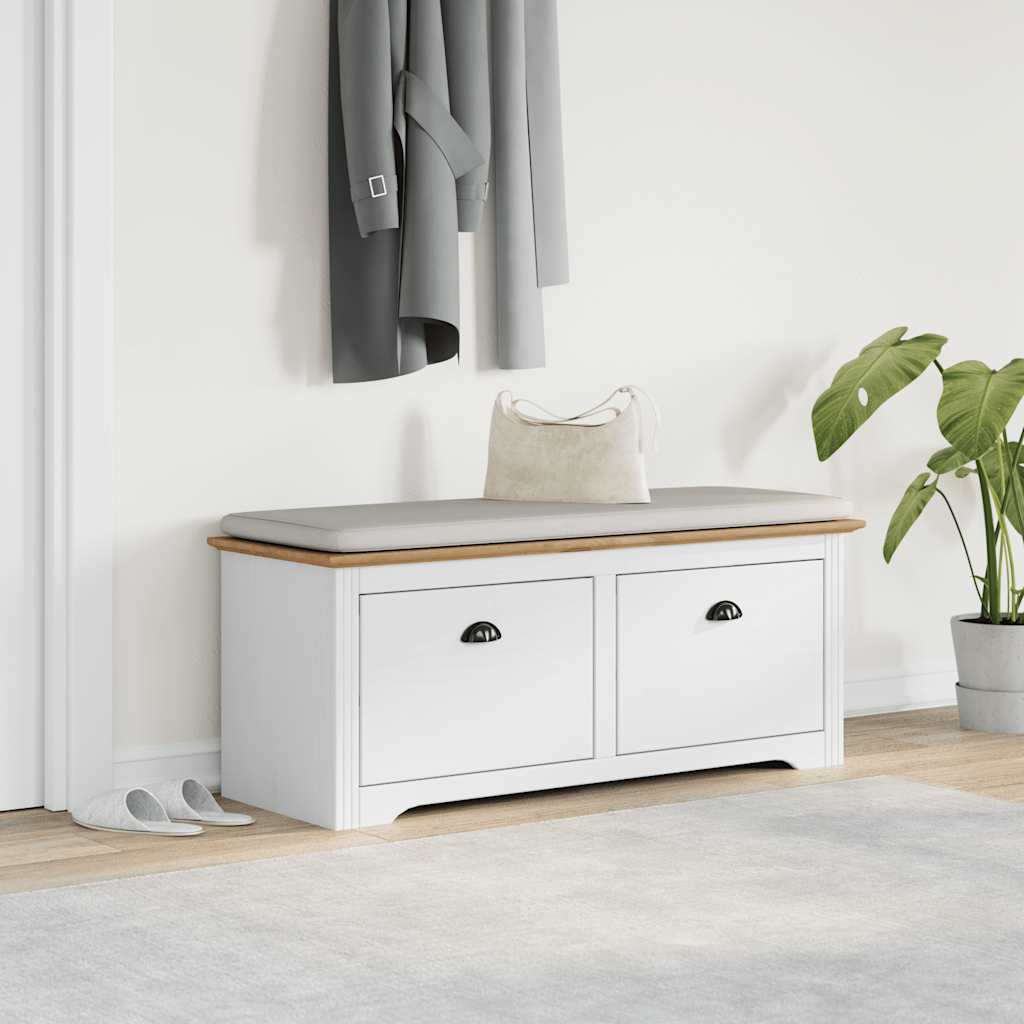 vidaXL Hallway Bench "BODO" White and Brown 114x40x45 cm