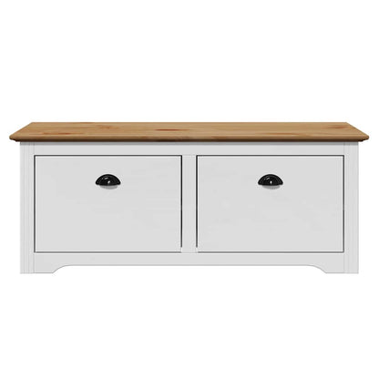 vidaXL Hallway Bench "BODO" White and Brown 114x40x45 cm