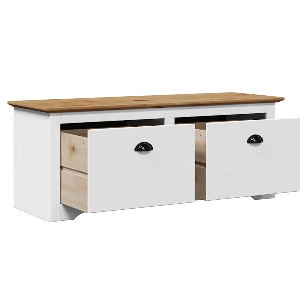 vidaXL Hallway Bench "BODO" White and Brown 114x40x45 cm
