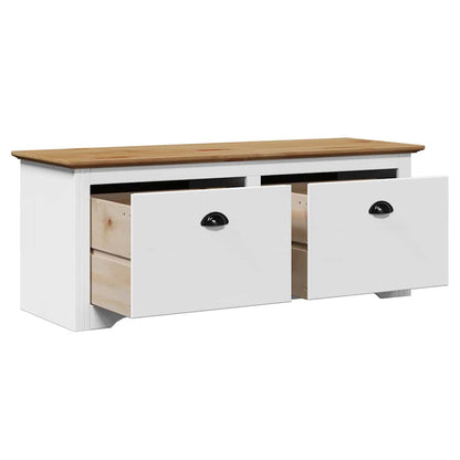 vidaXL Hallway Bench "BODO" White and Brown 114x40x45 cm