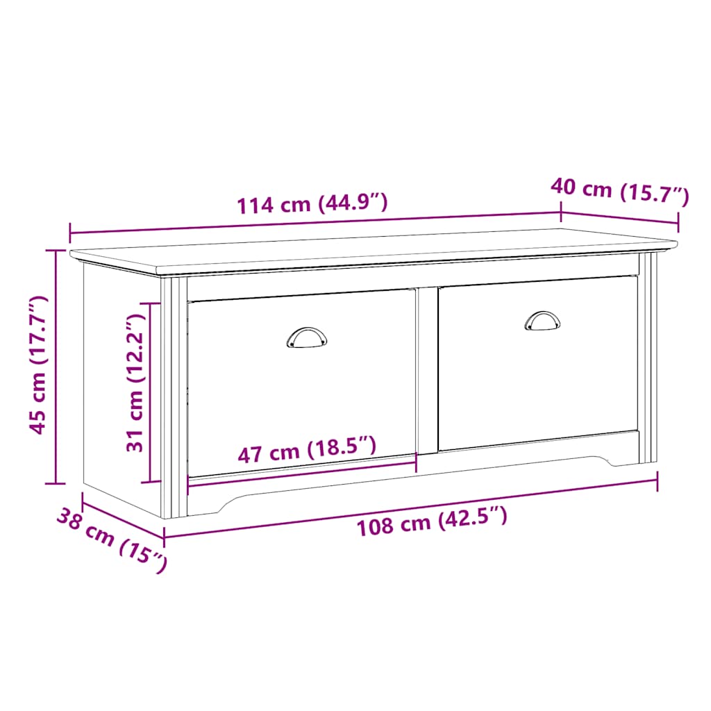 vidaXL Hallway Bench "BODO" White and Brown 114x40x45 cm