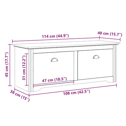 vidaXL Hallway Bench "BODO" White and Brown 114x40x45 cm